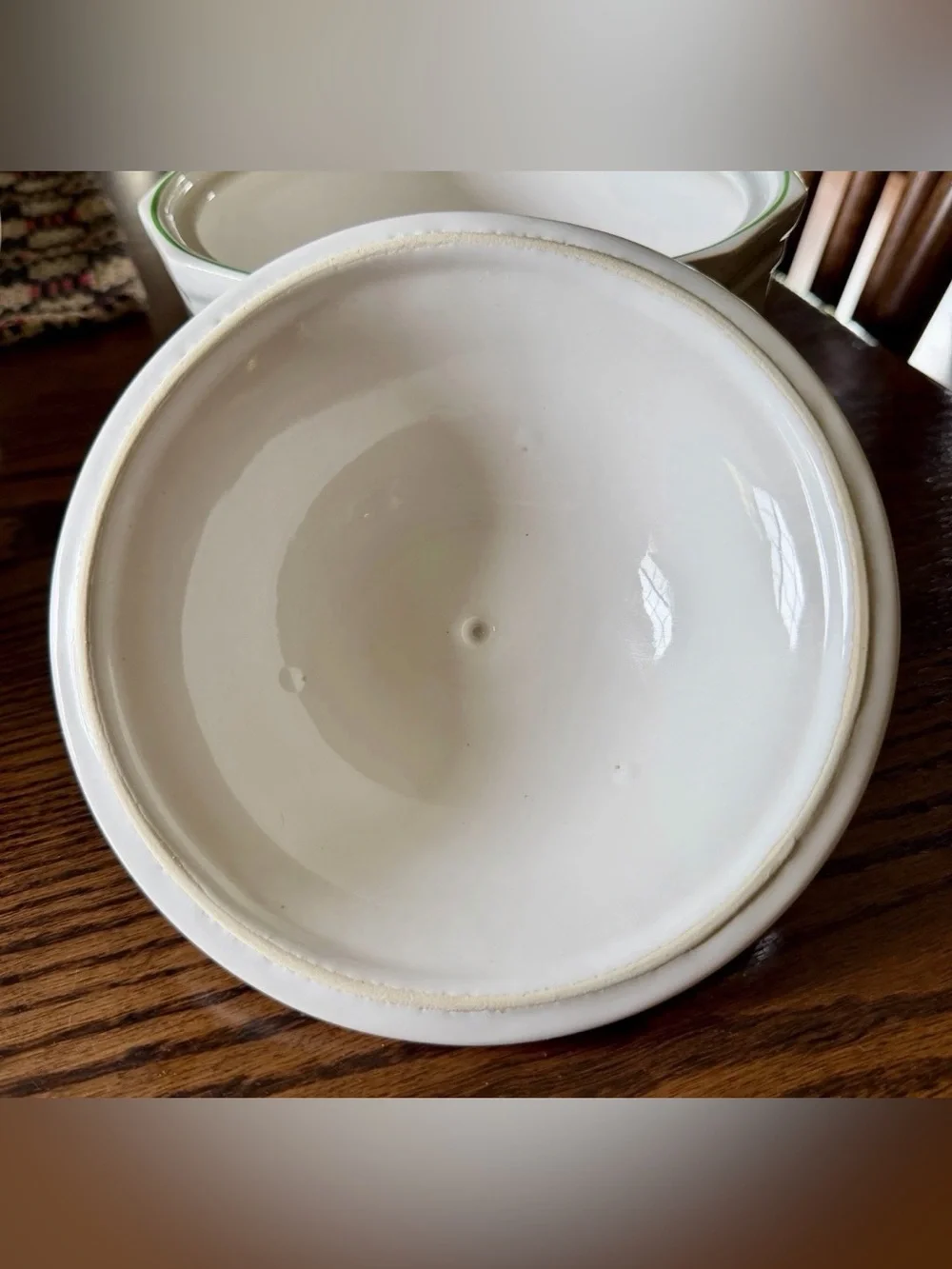 Pfaltzgraff White Covered Holiday Casserole with Green Trim and Red‎ Holly Motif